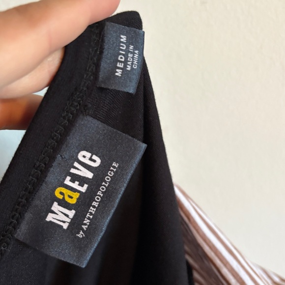 Anthropologie Black Neutral Striped Mixed Media Top - Picture 3 of 3